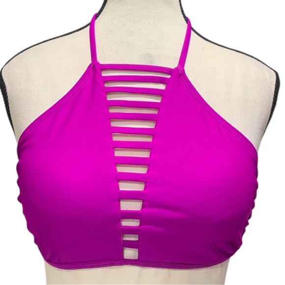 No Boundaries Other - No Boundaries Juniors' Strappy Solid High-Neck Swim Top